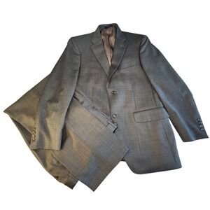 JONES NEW YORK 2 Piece Suit 38R 32x30 Charcoal Gray 100% Wool